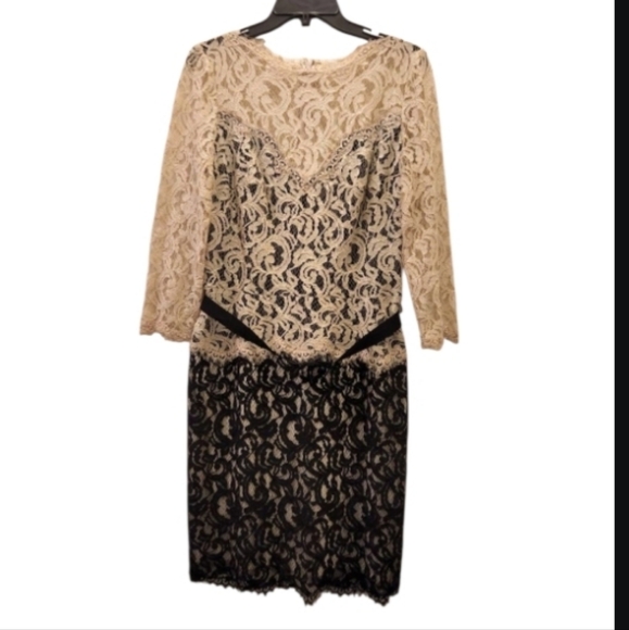 Tadashi Shoji Dresses & Skirts - Tadashi Shoji beige and black lace dress 12